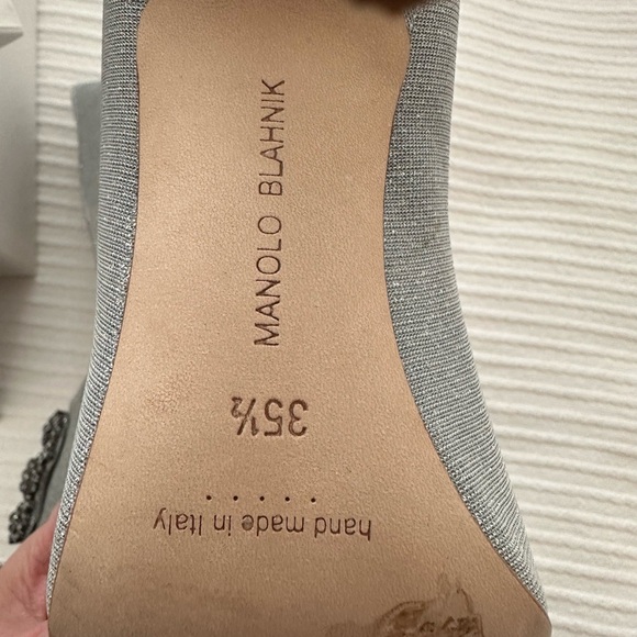 Manolo Blahnik Hangisi Silver Glitter Pump - Picture 13 of 15